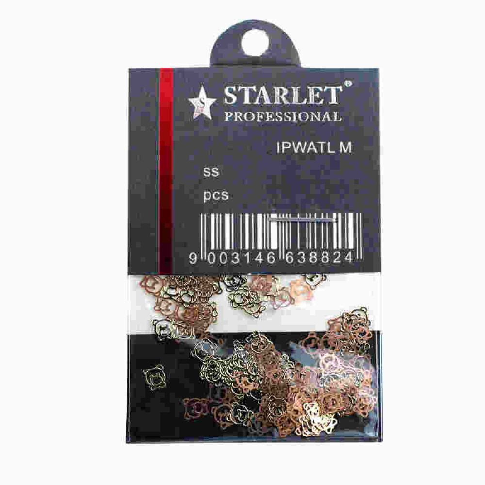 Декор для нігтів Starlet Professional металеві ведмедики, колір золото, бронза