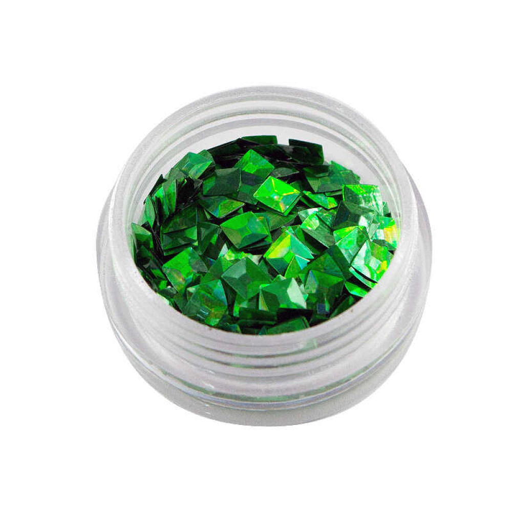 Декор для ногтей KY-3D-06 квадратики в баночке. цвет зеленый