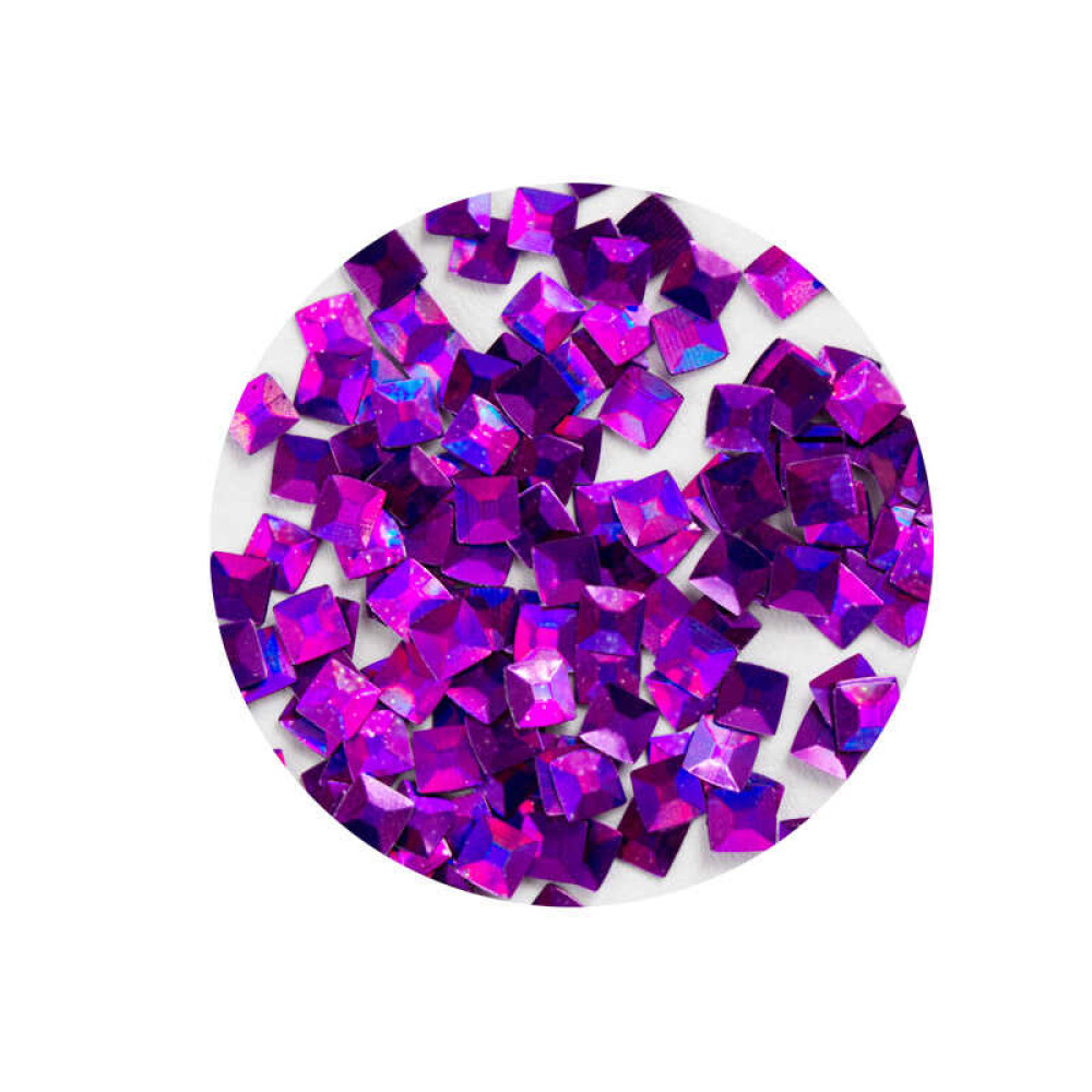Декор для ногтей KY-3D-08 квадратики в баночке, цвет фиолетово-розовый