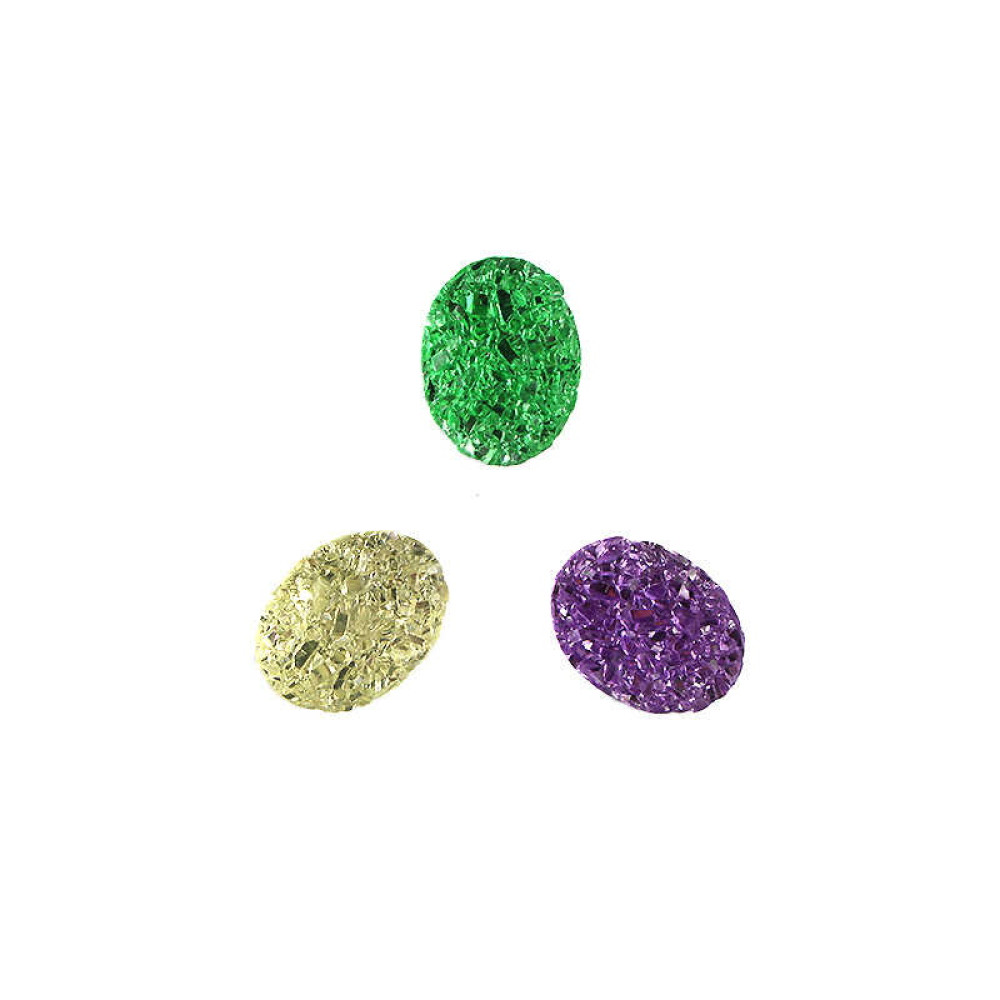 Декор для ногтей, разноцветные камни, цвет лиловый, зеленый, серебро, 3 шт.