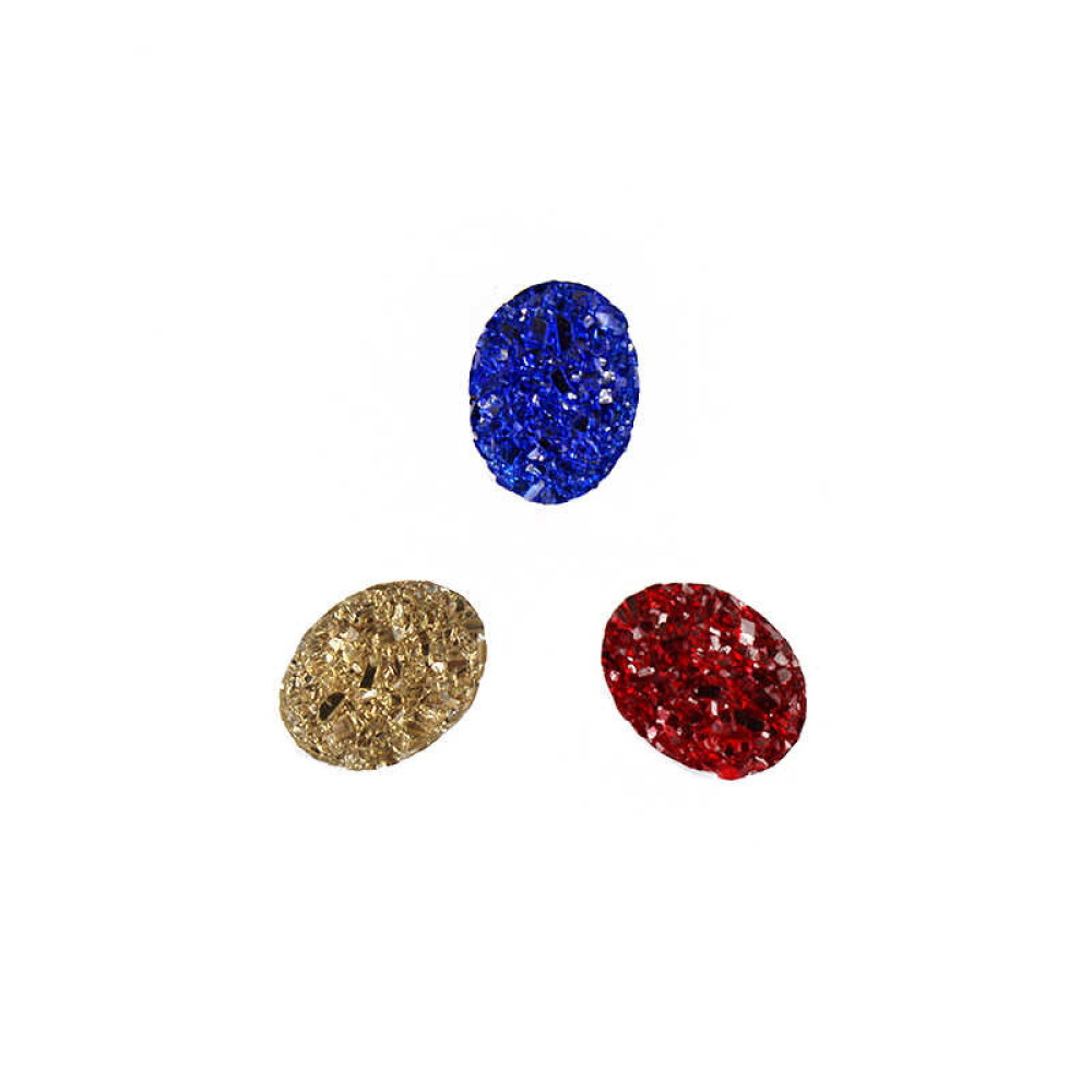 Декор для ногтей, разноцветные камни, цвет синий, красный, золото, 3 шт.