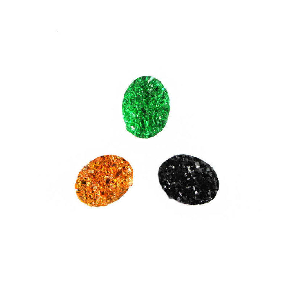 Декор для ногтей. разноцветные камни. цвет зеленый. черный. бронза. 3 шт.