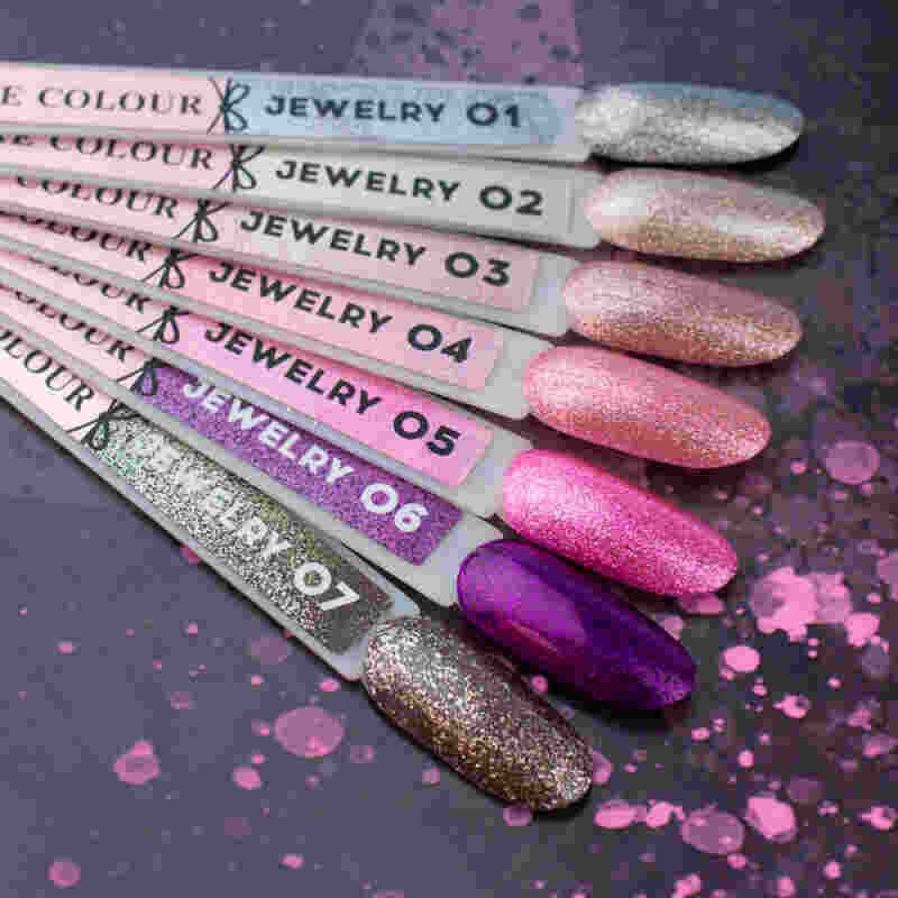 Гель-лак Couture Colour Jewelry J04 розово-серебристый. с микрослюдой. 5 г