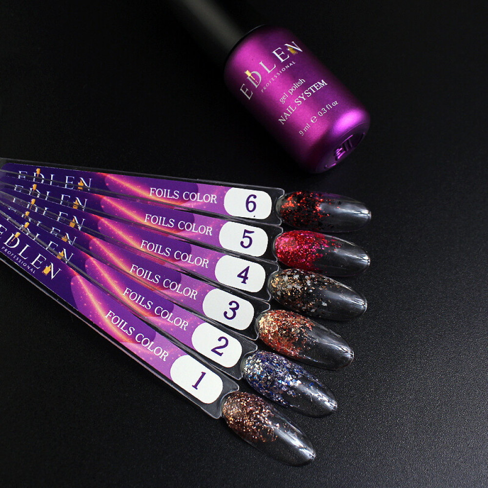 Гель-лак Edlen Professional Foils Color 01 з пластівцями поталі. 9 мл