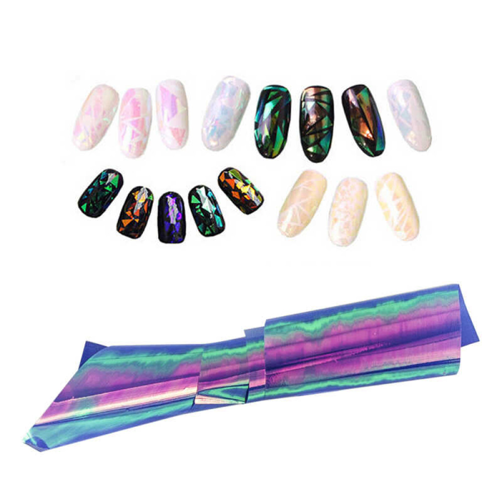 Фольга для ногтей, битое стекло № 51, цвет фиолетовый, L-0,2 м ширина 5 см