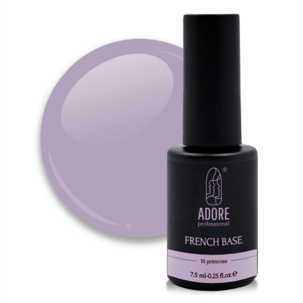 База камуфлирующая Adore Professional Rubber Cover French Base 16 Primrose, цвет пепельно-розовый, 7,5 мл
