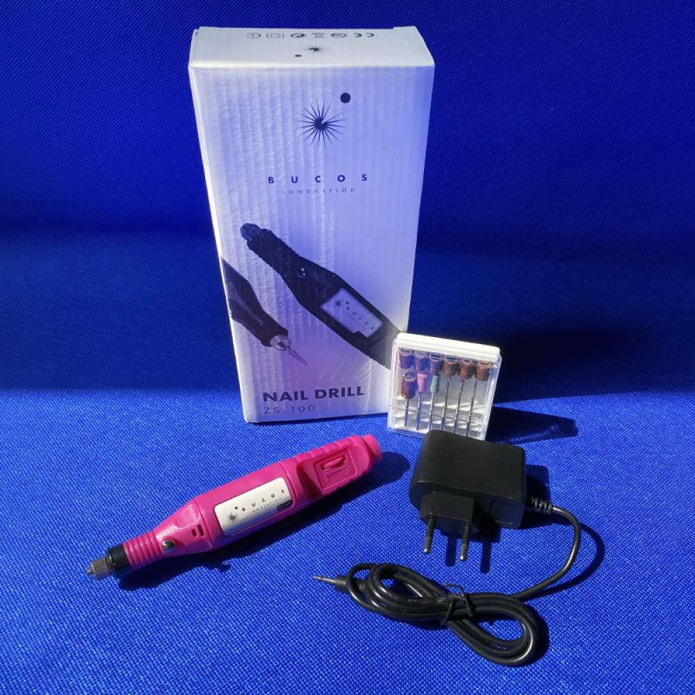 Фрезер-ручка Bucos Nail Drill ZS-100. 20 000 оборотов/мин. для аппаратного маникюра. цвет темно-розовый