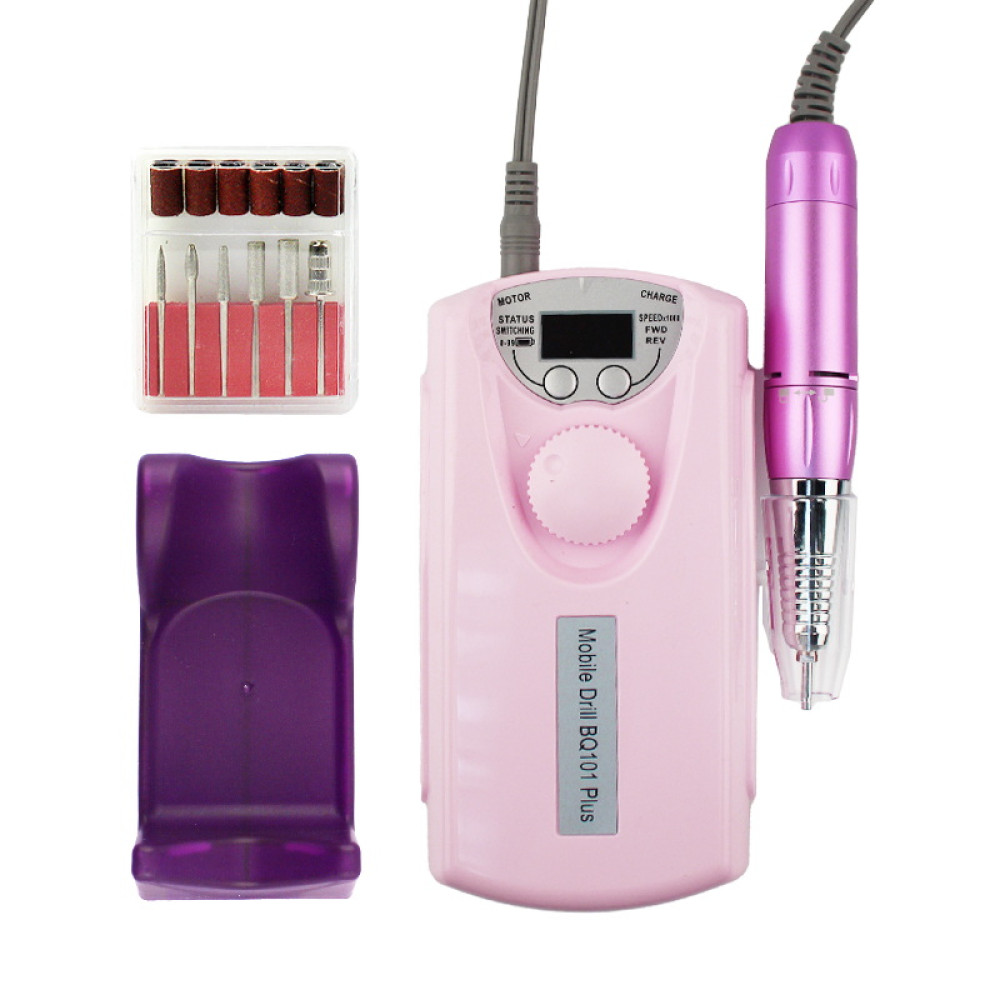 Фрезер портативный Mobile Drill BQ101 Plus на аккумуляторе , 30 000 оборотов/мин, цвет розовый