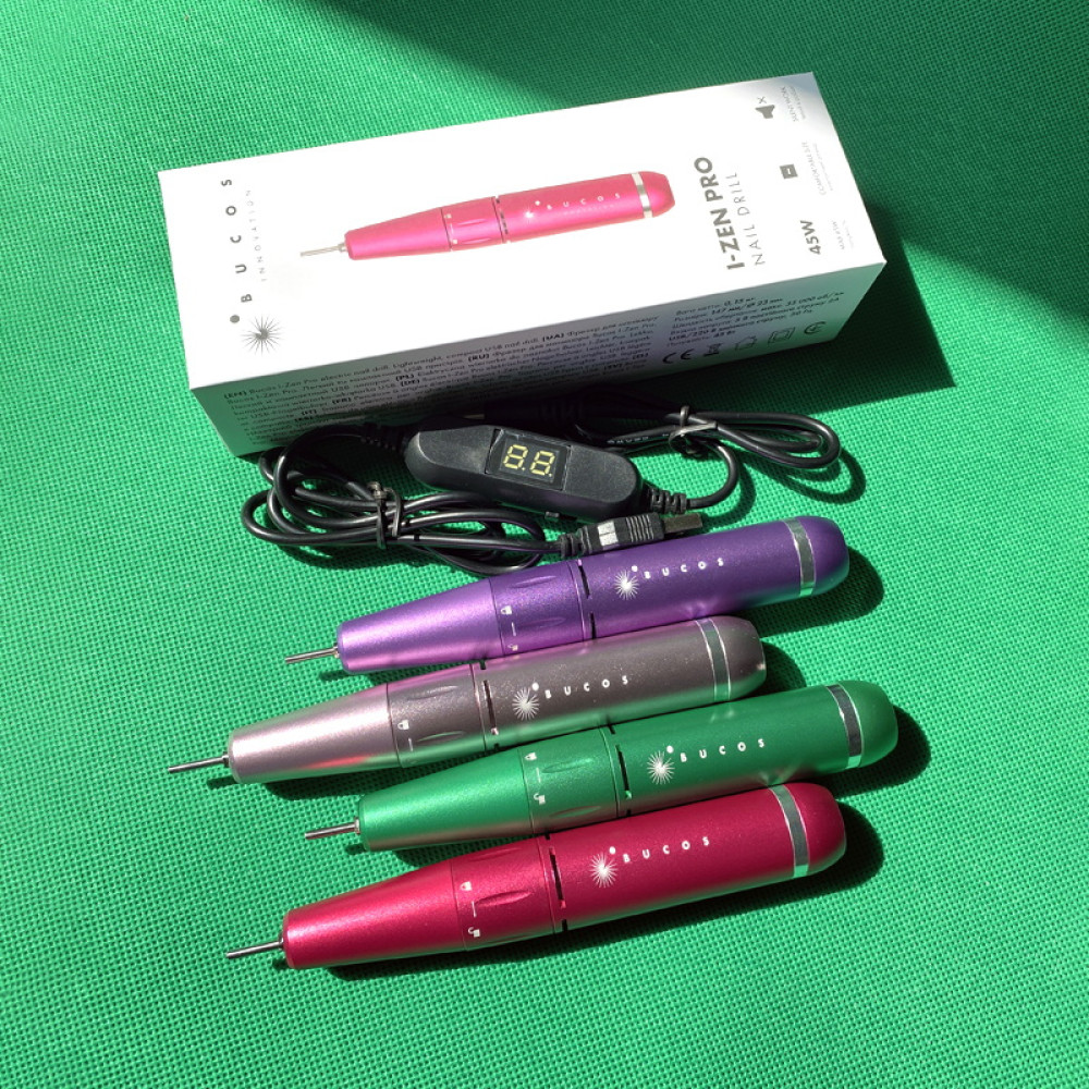 Фрезер-ручка Bucos I-Zen Pro Nail Drill. 35 000 обертів/хв. для апаратного манікюру. з USB-кабелем. колір світло-рожевий