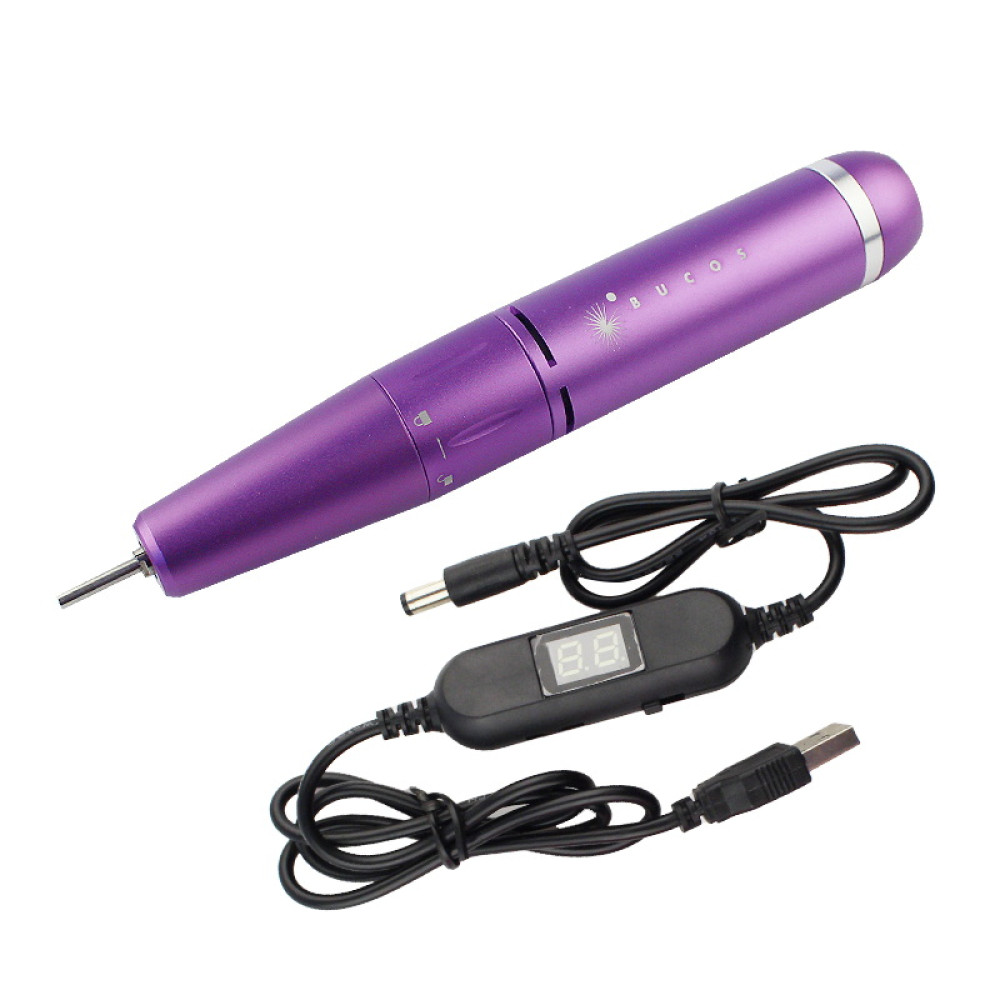 Фрезер-ручка Bucos I-Zen Pro Nail Drill. 35 000 обертів/хв. для апаратного манікюру. з USB-кабелем. колір лавандовий