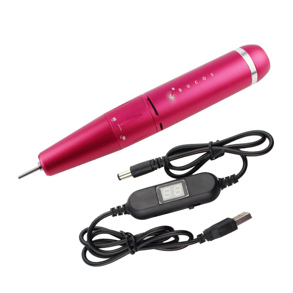 Фрезер-ручка Bucos I-Zen Pro Nail Drill. 35 000 оборотов/мин. для аппаратного маникюра. с USB-кабелем. цвет розовый
