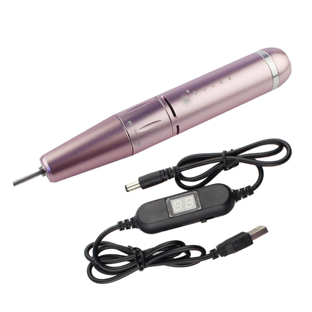 Фрезер-ручка Bucos I-Zen Pro Nail Drill. 35 000 обертів/хв. для апаратного манікюру. з USB-кабелем. колір світло-рожевий