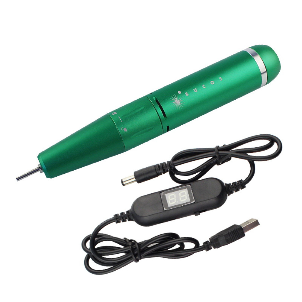Фрезер-ручка Bucos I-Zen Pro Nail Drill. 35 000 обертів/хв. для апаратного манікюру. з USB-кабелем. колір зелений