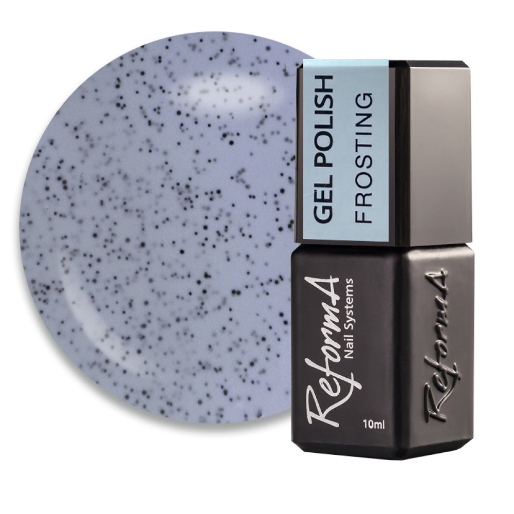 Гель-лак ReformA Winter Freckles Frosting 942027 очень светлый пастельно-голубой с черной крошкой. 10 мл