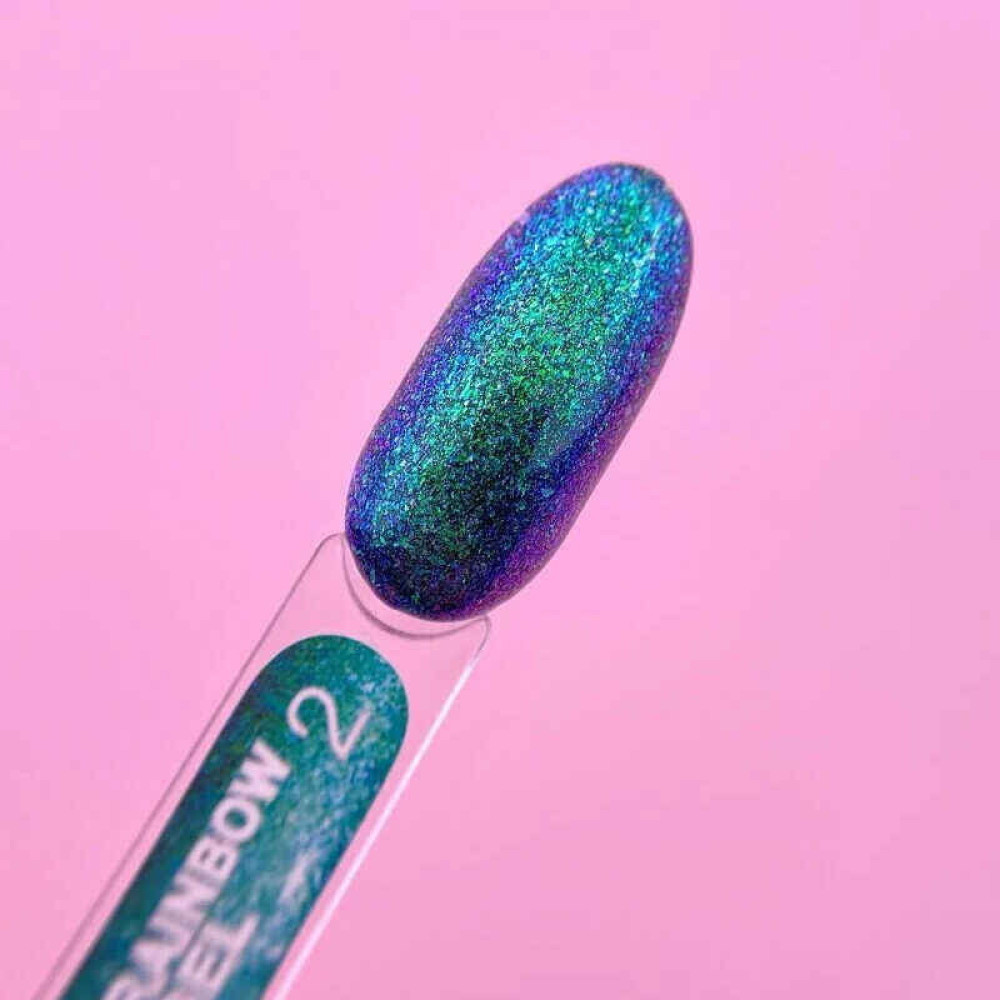 Гель для дизайна Luna Rainbow Gel 02. зелений хамелеон з блискітками. 5 мл