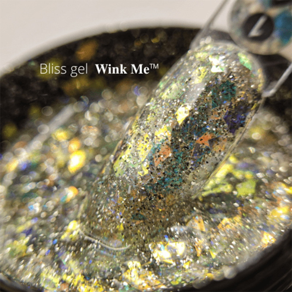 Гель для дизайну Wink Me Bliss Gel 01. голографічний золотистий сяючий мікс. 5 мл