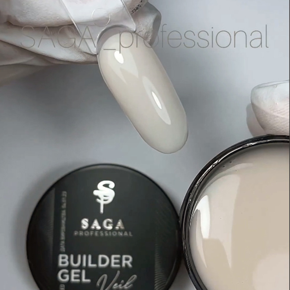 Гель для наращивания Saga Professional Builder Gel Veil 09. молочный. 15 мл