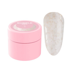 Гель для дизайна Luna Bubble Gel 01 білий. з різнокольоровим глітером різної форми і розміру. 5 мл
