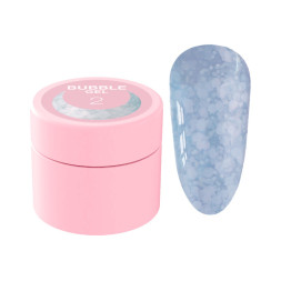 Гель для дизайна Luna Bubble Gel 02 сіро-блакитний. з різнокольоровим глітером різної форми і розміру. 5 мл