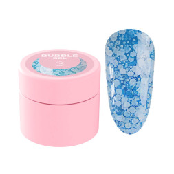 Гель для дизайна Luna Bubble Gel 03 блакитний. з різнокольоровим глітером різної форми і розміру. 5 мл