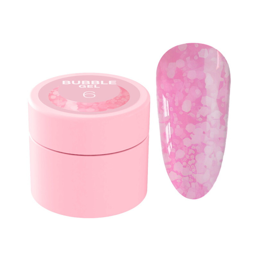 Гель для дизайна Luna Bubble Gel 06 рожевий. з різнокольоровим глітером різної форми і розміру. 5 мл