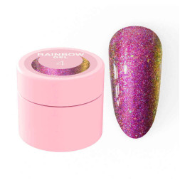 Гель для дизайна Luna Rainbow Gel 04. малиново-золотая фуксия. хамелеон. с блестками. 5 мл