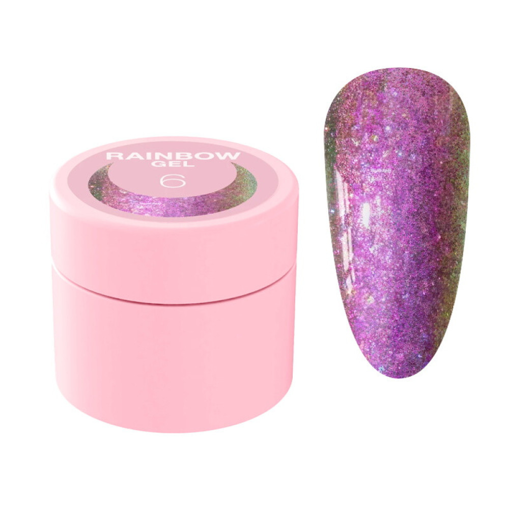 Гель для дизайна Luna Rainbow Gel 06. розово-фиолетовый хамелеон с блестками. 5 мл