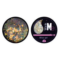 Гель для дизайну Wink Me Bliss Gel 02. голографічний салатово-блакитний сяючий мікс. 5 мл