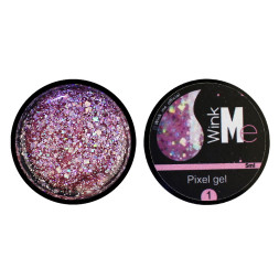 Гель для дизайну Wink Me Pixel Gel 01. голографічний рожевий піксель. 5 мл