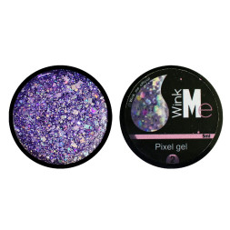 Гель для дизайну Wink Me Pixel Gel 02. голографічний фіолетовий піксель. 5 мл