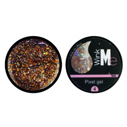 Гель для дизайну Wink Me Pixel Gel 04. голографічний бронзово-золотий піксель. 5 мл