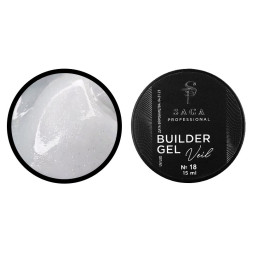 Гель для наращивания Saga Professional Builder Gel Veil 18 молочный жемчуг с перламутром и шиммером. 15 мл