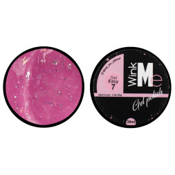 Гель для наращивания Wink Me Easy Gel 07 цветочно-розовый с серебристой поталью. 30 мл