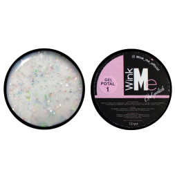 Гель для наращивания Wink Me Potal Gel 01. молочный с голубыми. розовыми. салатовыми хлопьями потали. 10 мл