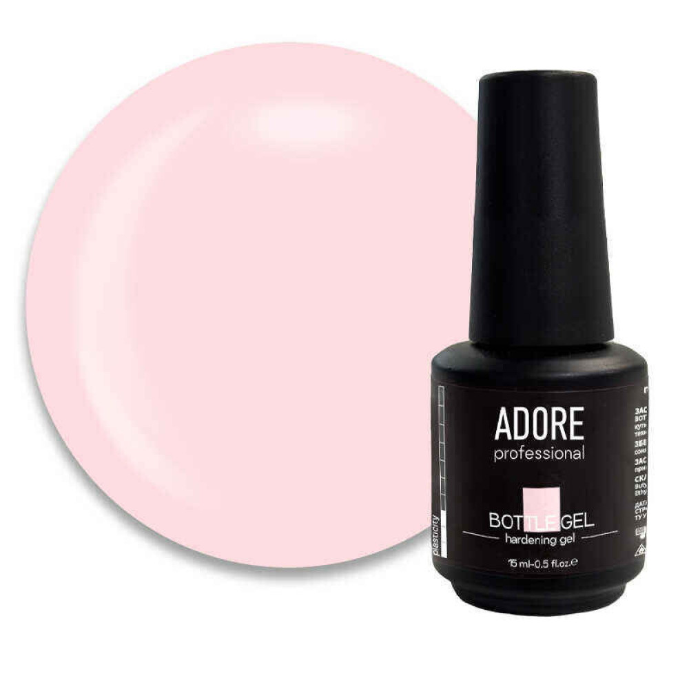 Гель камуфлирующий Adore Professional Bottle Gel Milky Pink для укрепления ногтей.  молочно-розовый. 15 мл