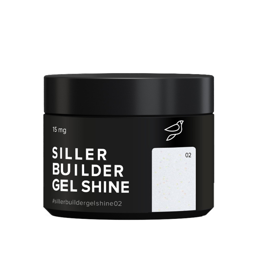 Гель камуфлирующий Siller Professional Builder Gel Shine 02 в баночке. молочный с шиммером. 15 мл