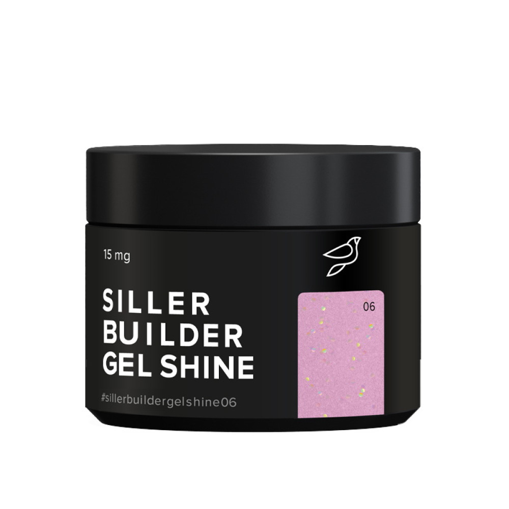 Гель камуфлирующий Siller Professional Builder Gel Shine 06 в баночке. розовый с шиммером. 15 мл