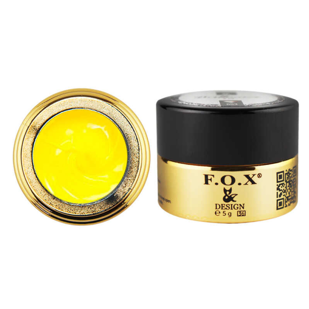 Гель-фарба без липкого шару F.O.X. № 006 колір жовтий, 5 мл