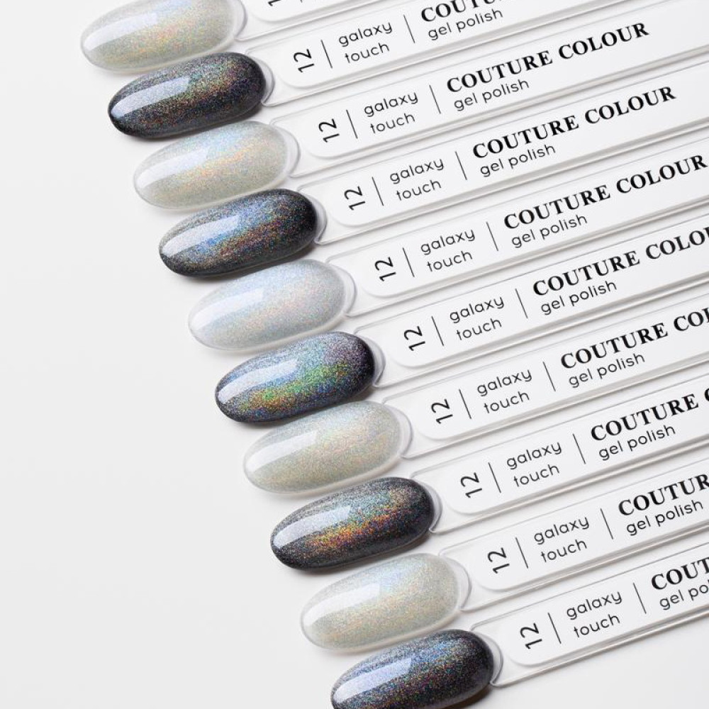 Гель-лак Couture Colour Galaxy Touch Cat Eye GT 12. світлий сріблястий відблиск. хамелеон. 9 мл