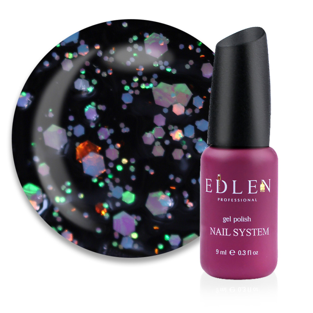 Гель-лак Edlen Professional Confetti Glitter 01 мікс блакитних. помаранчевих. рожевих. золотисто-зелених блискіток та конфетті на