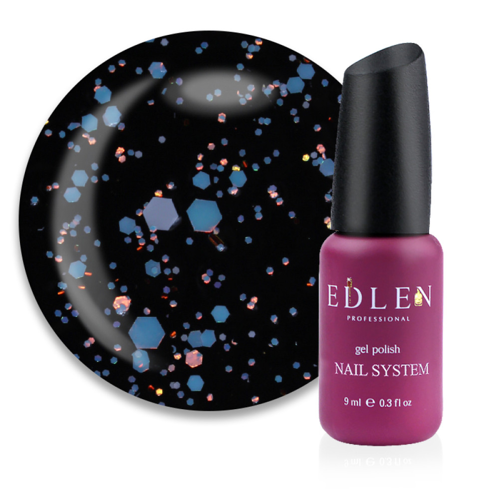 Гель-лак Edlen Professional Confetti Glitter 05 бирюзово-голубые блестки и конфетти на прозрачной основе. 9 мл