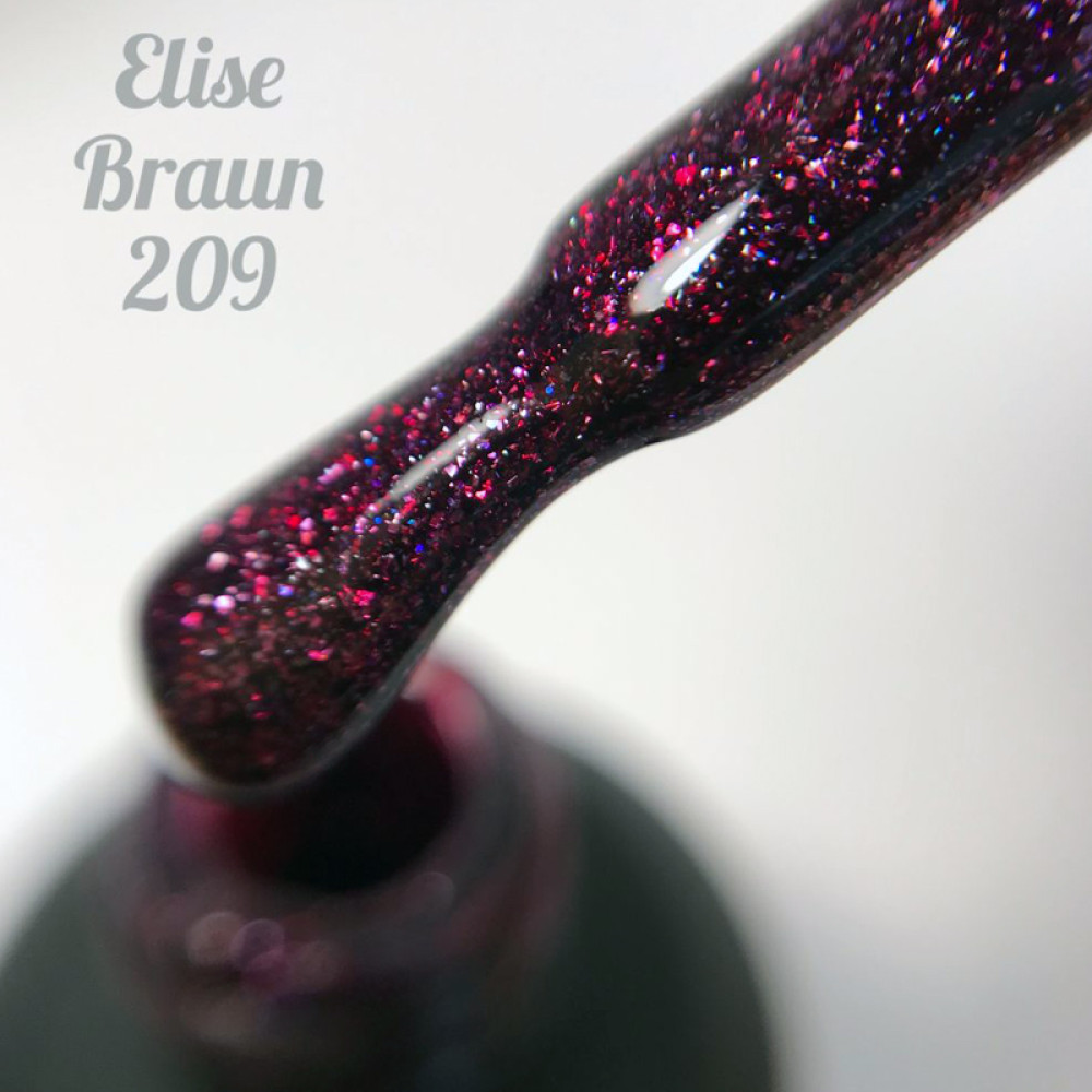 Гель-лак Elise Braun 209. темний баклажан з мерехтливими шимерами. 10 мл