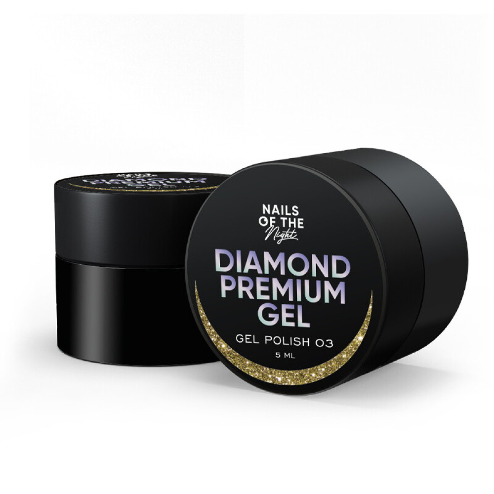 Гель-лак Nails Of The Night Diamond Premium Gel 03. золотий з дрібною металевою поталлю. 5 мл