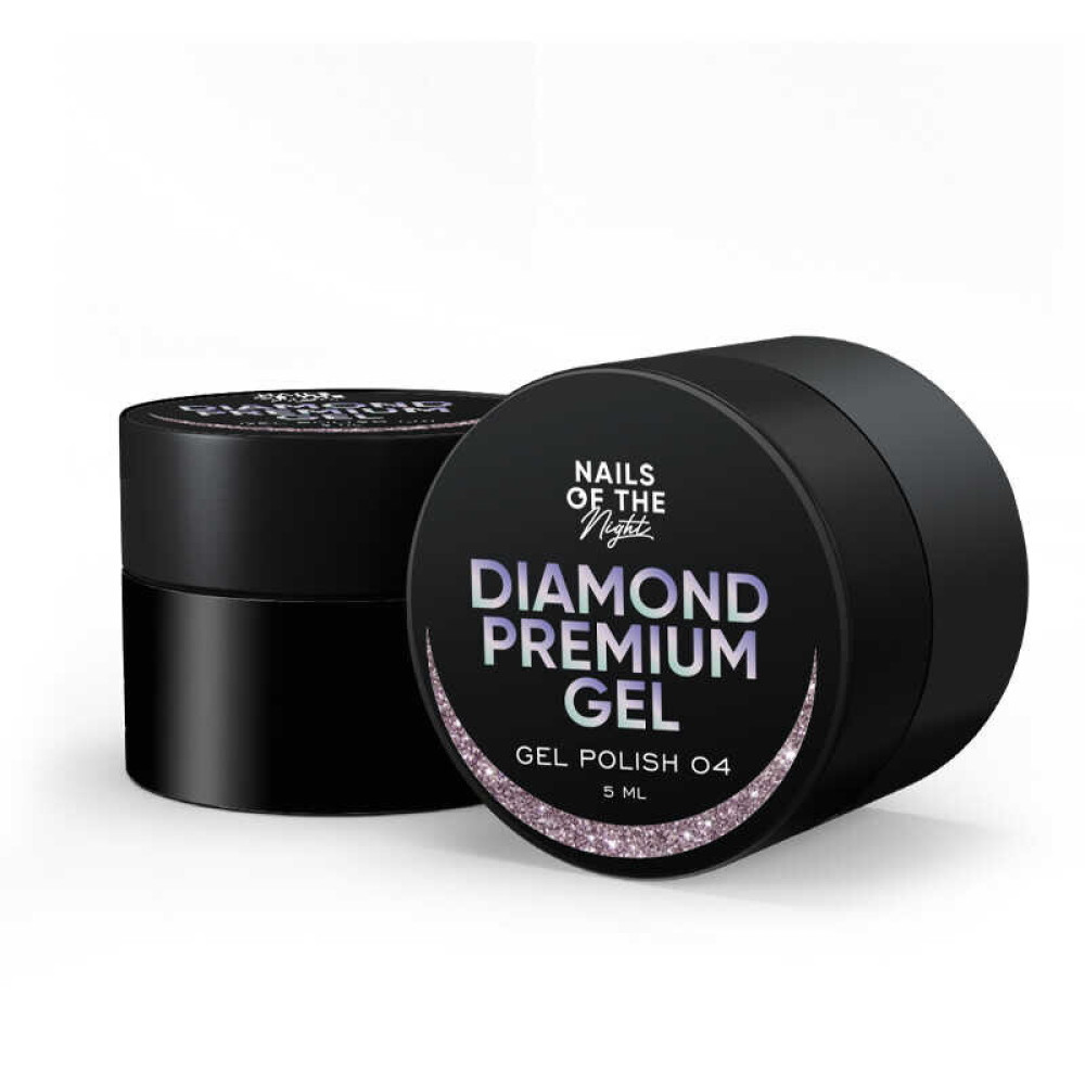 Гель-лак Nails Of The Night Diamond Premium Gel 04. рожево-золотий з дрібною металевою поталлю. 5 мл