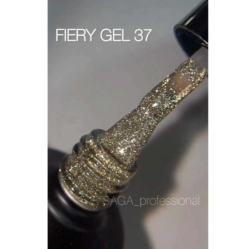 Гель-лак Saga Professional Fiery Gel 37 светлое золото со светоотражающими шиммерами. 9 мл