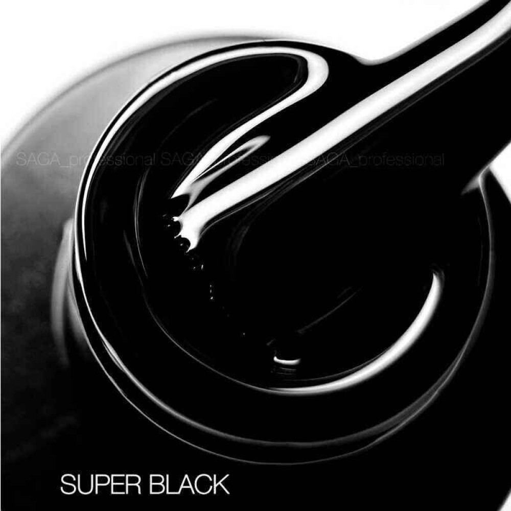 Гель-лак Saga Professional Super Black черный. 9 мл