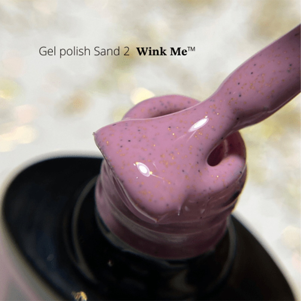 Гель-лак Wink Me Sand 02 розовый с золотистым и черным глиттерным песком. 8 мл