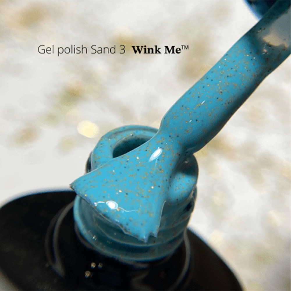 Гель-лак Wink Me Sand 03 блакитна бірюза з золотистим і чорним глітерним піском. 8 мл