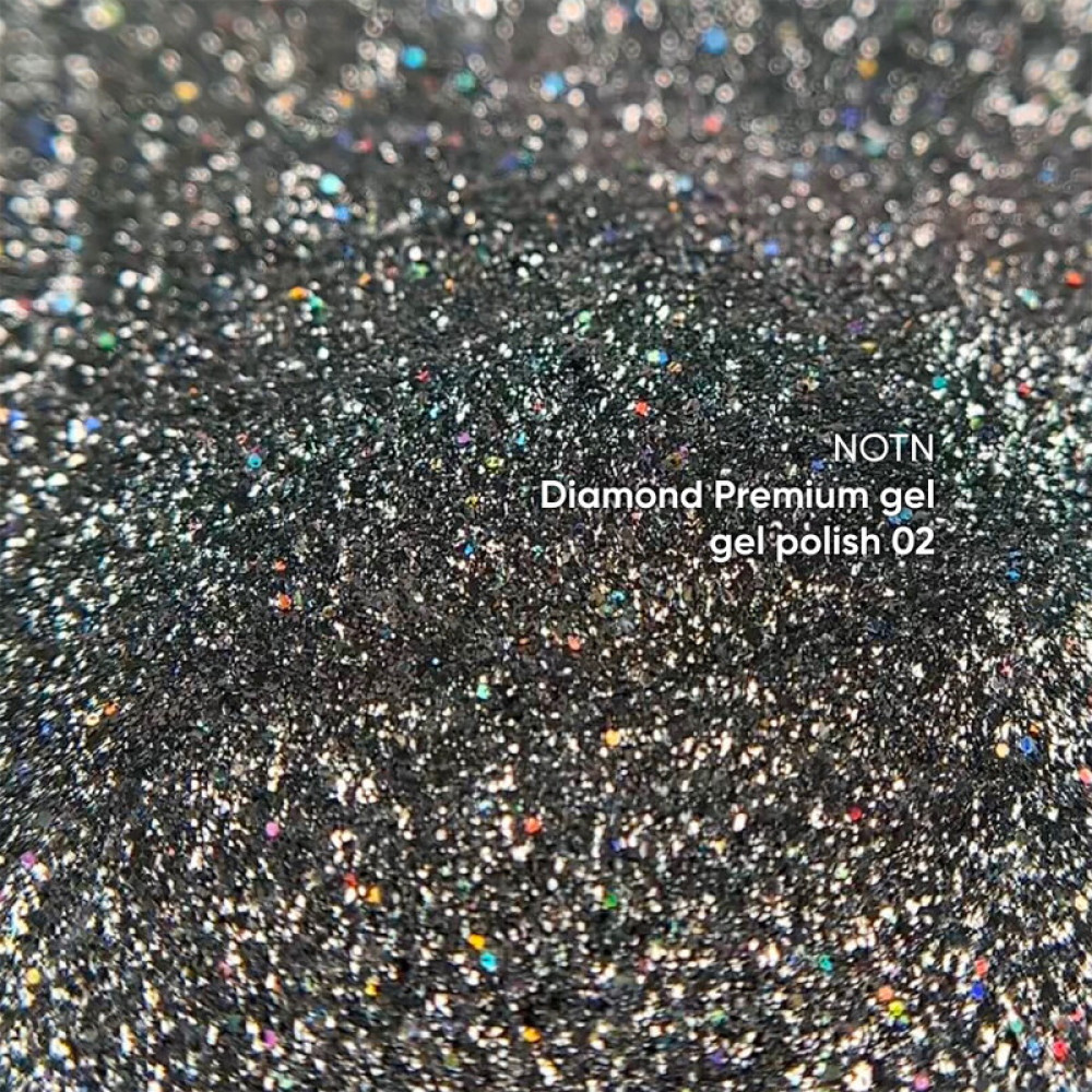Гель-лак Nails Of The Night Diamond Premium Gel 02. серебряный голографик с мелкой металлической поталью. 5 мл