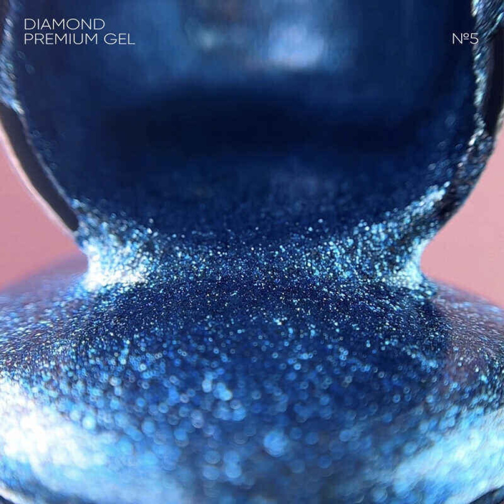 Гель-лак Nails Of The Night Diamond Premium Gel 05. голубой с мелкой металлической поталью. 5 мл